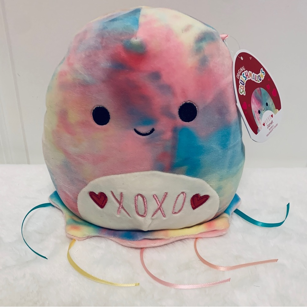 Squishmallow Janet Jellyfish, Valentine ♥️, Rainbow Tie Dye 8” New
